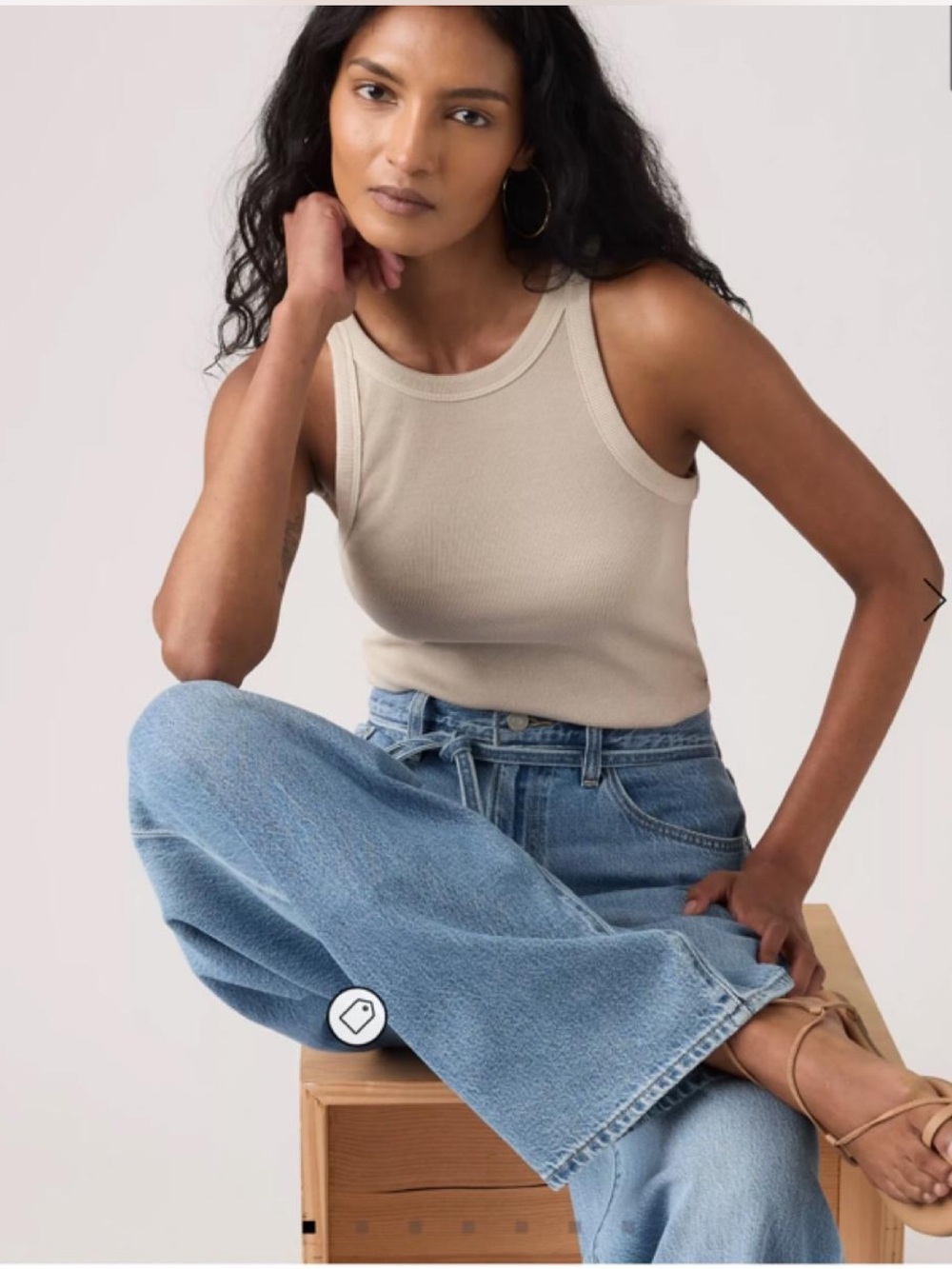 NWT Levi’s Garment Dye Essential Racer Tank Top in cream & tan